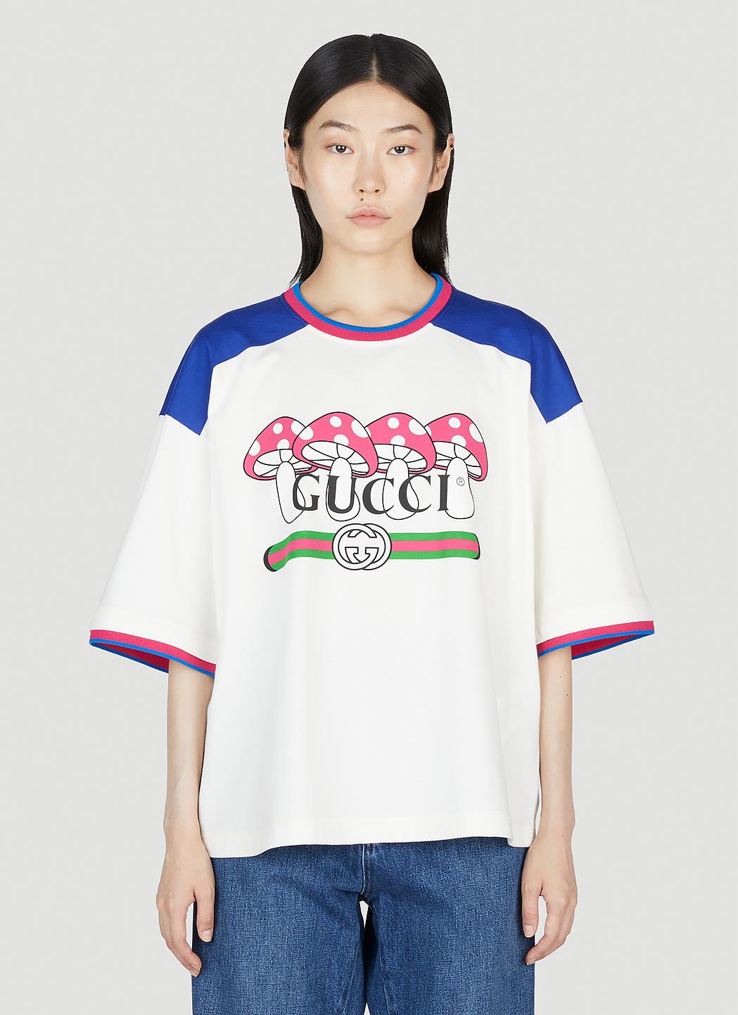 Gucci Mushroom Print T-shirt in White | Lyst