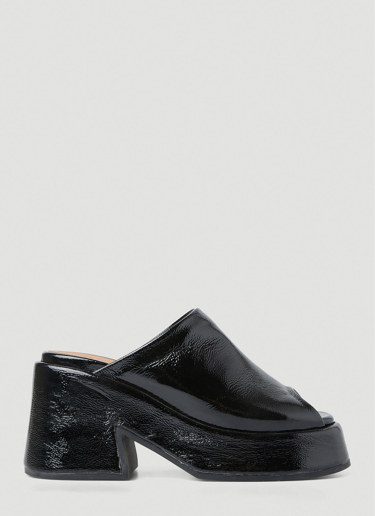 Ganni Retro Platform Wedge Mules in Black Lyst