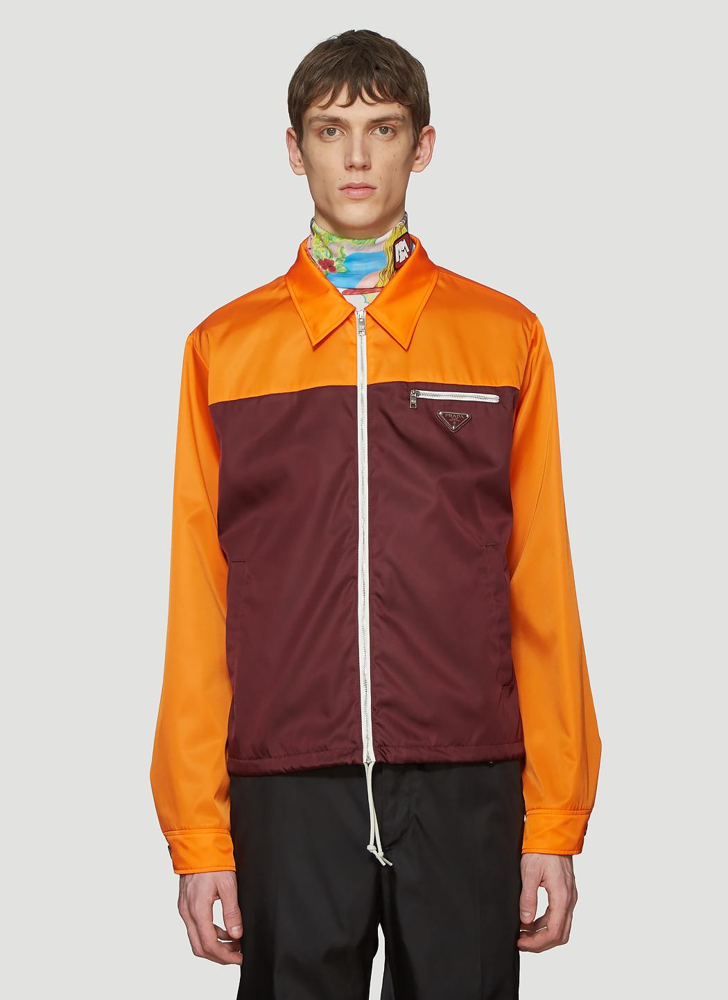 Prada Synthetic Nylon Gabardine Zip Jacket In Orange for Men - Lyst
