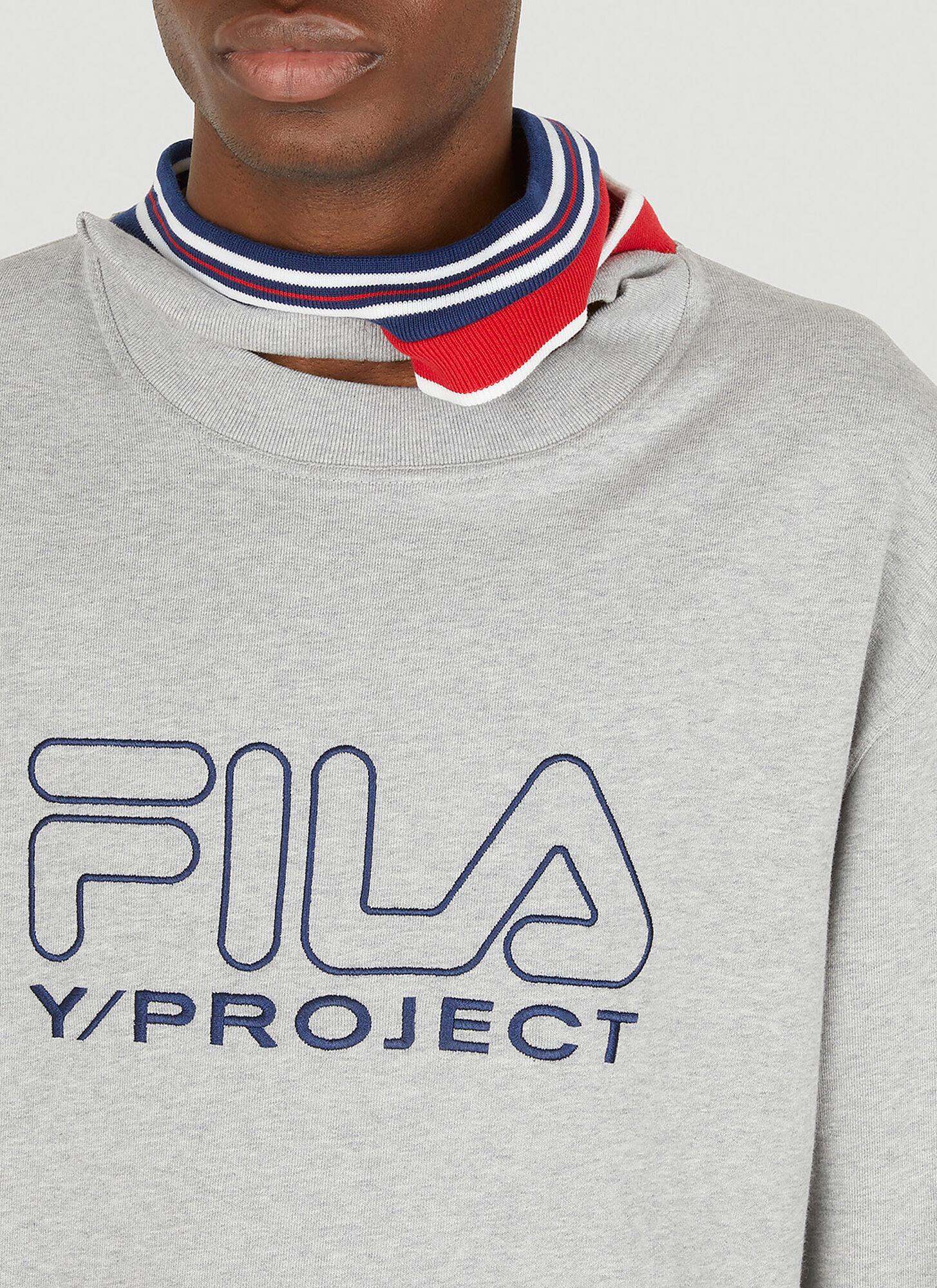 Y/PROJECT x FILA Triple Collar Sweatshirt in White | Lyst