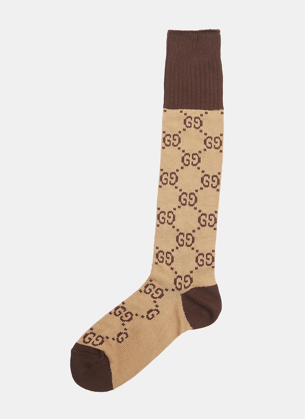 Gucci Cotton Interlocking Gg Socks In Brown for Men - Lyst
