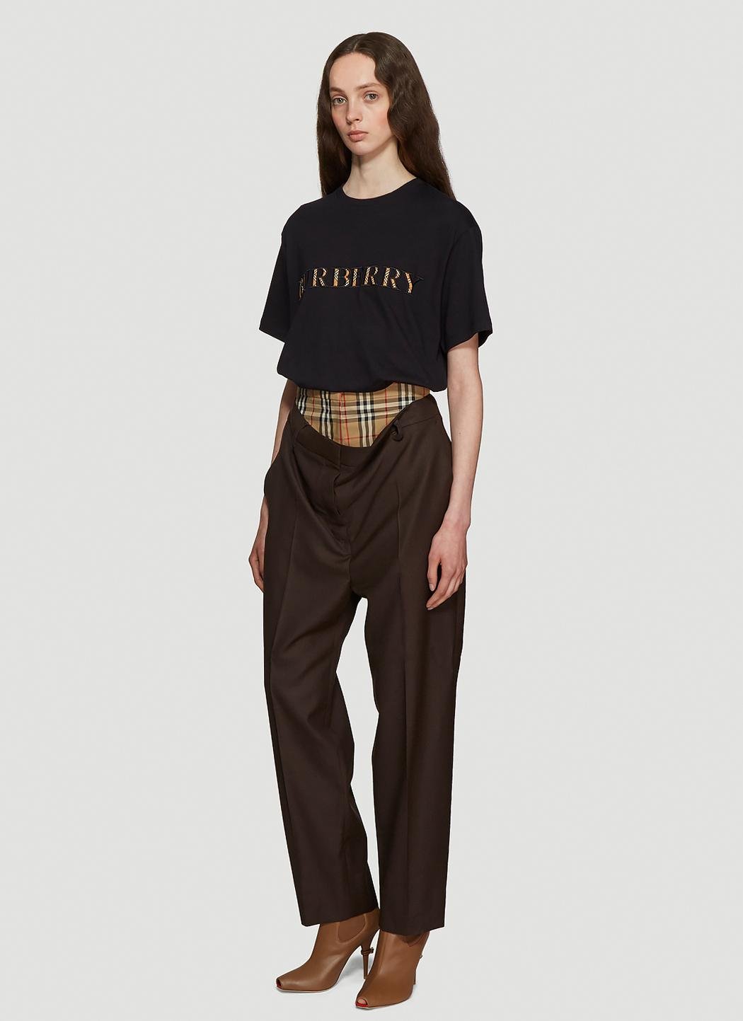 Burberry Double Waist Pant in Brown | Lyst