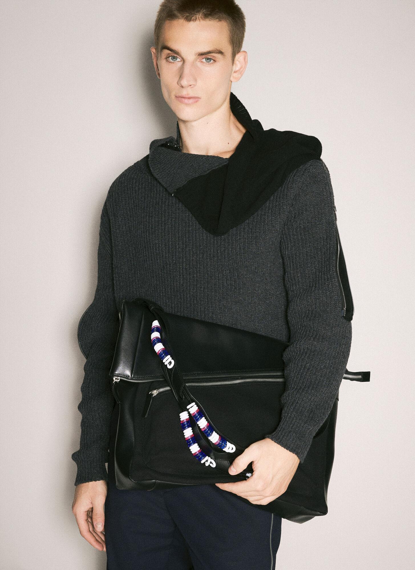 Kiko Kostadinov Jarocka Leather Canvas Shoulder Bag in