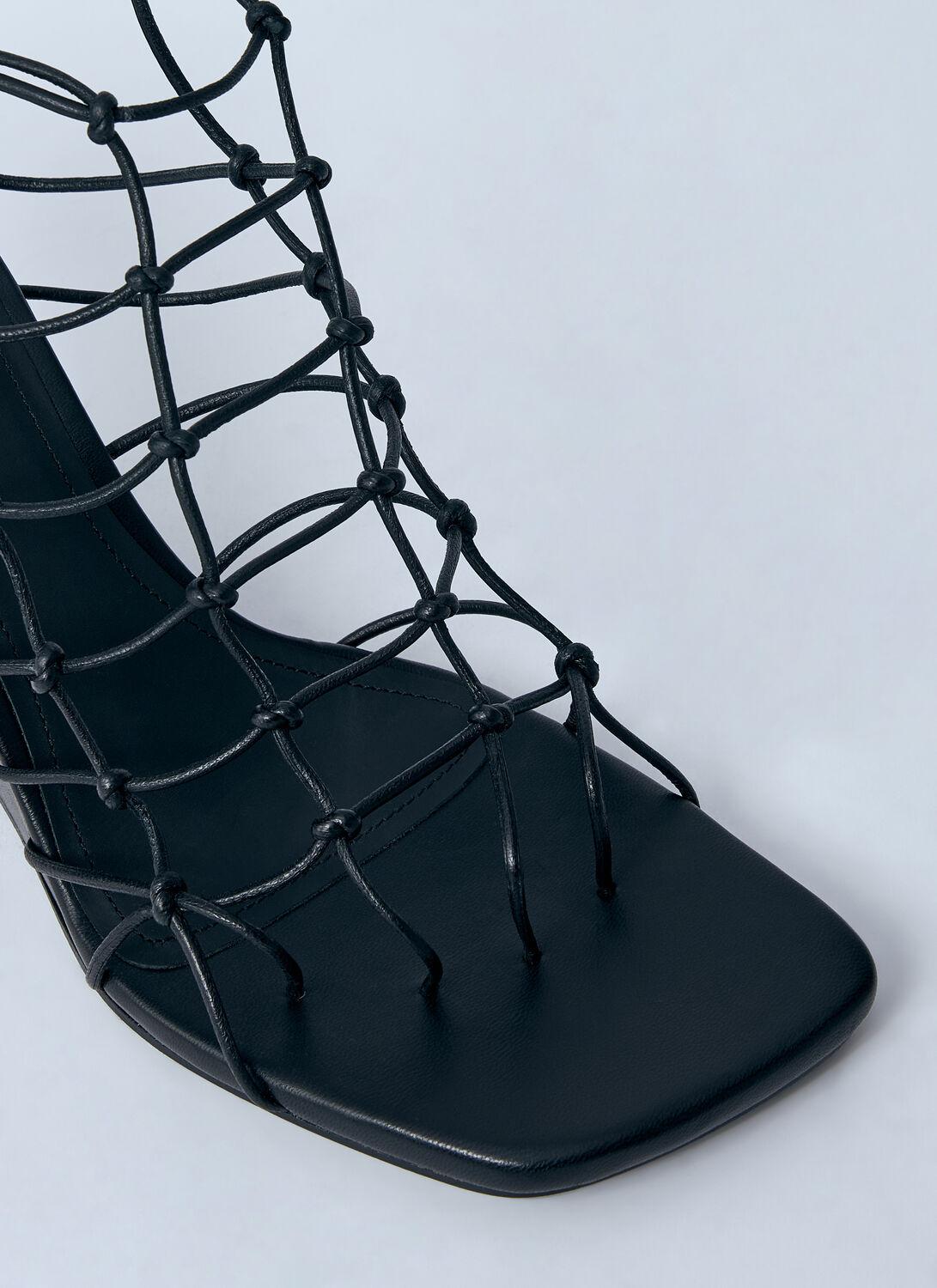 【RICK OWENS】Hollywood Web Cantilever 8センチヒールサンダル Black Hollywood Winged Cantilever 8 Heeled Sandals by Rick