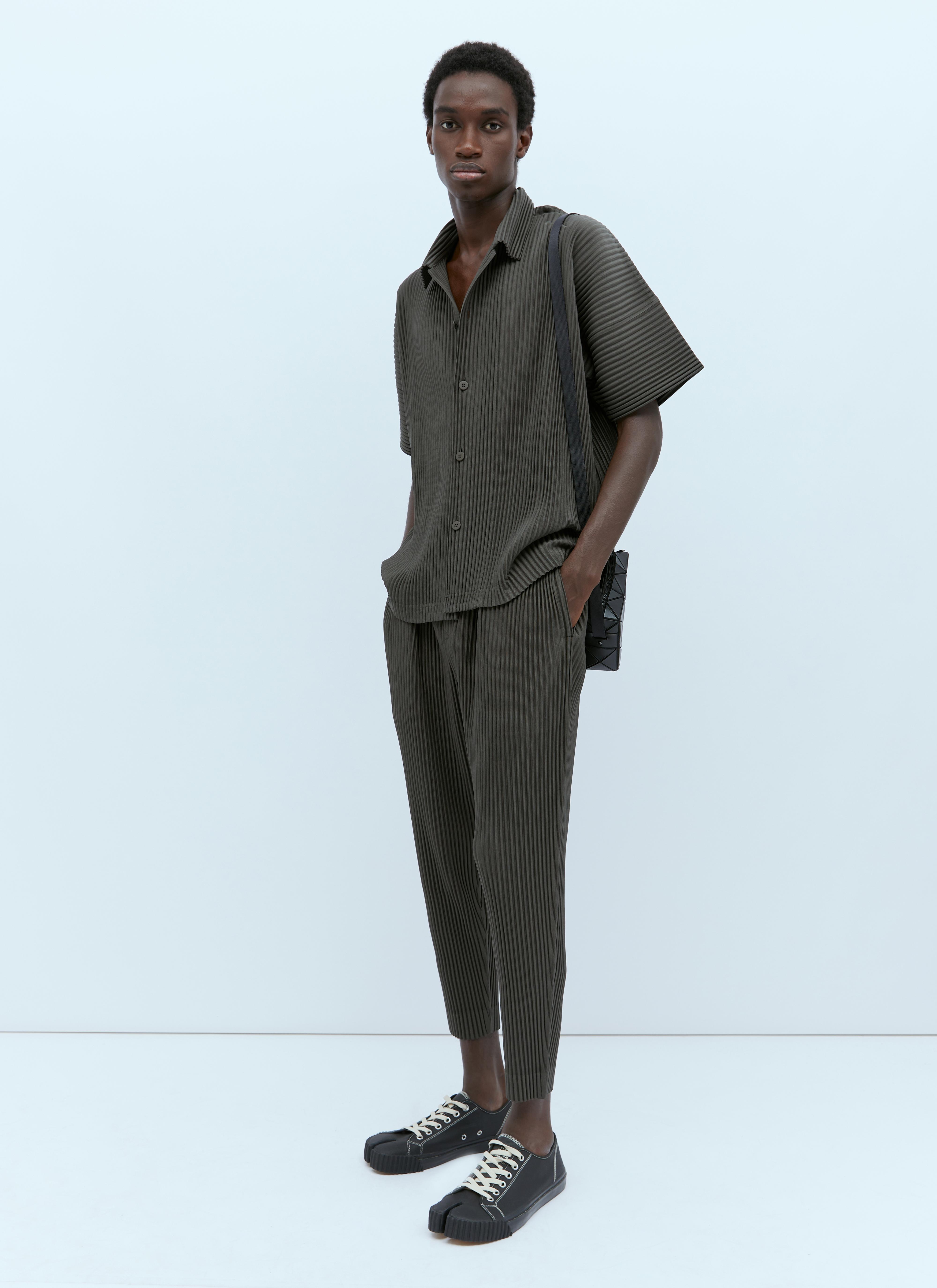 Homme Plissé Issey Miyake Mc July Pleated Knit Pants in Green for