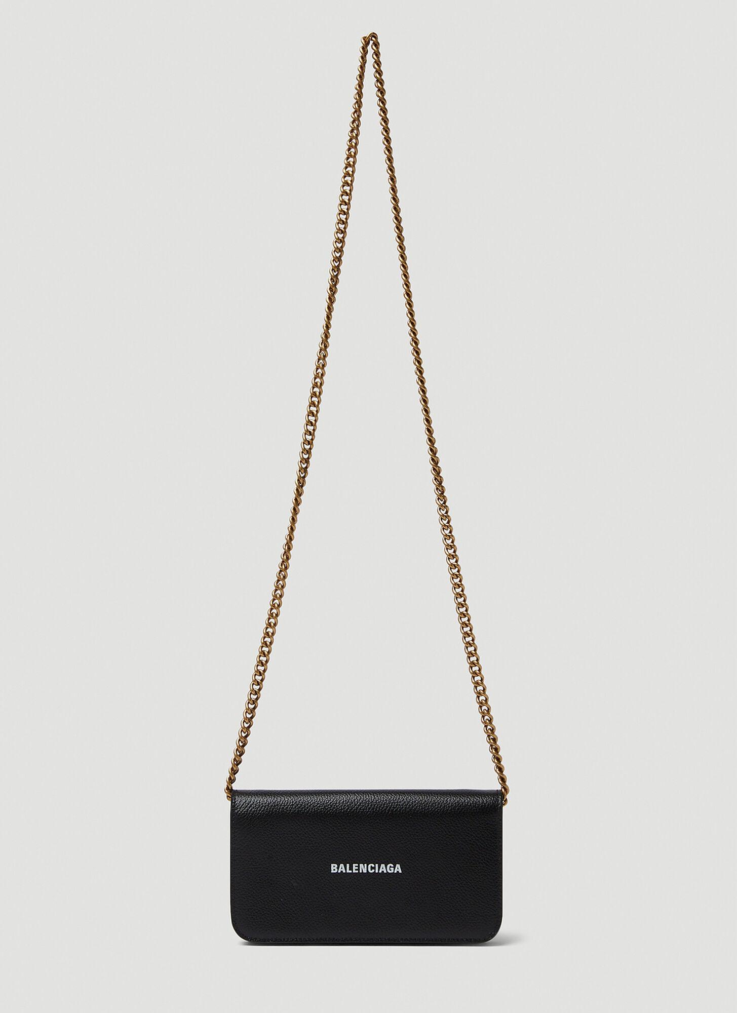 Balenciaga Leather Cash Phone Chain Wallet in Black | Lyst
