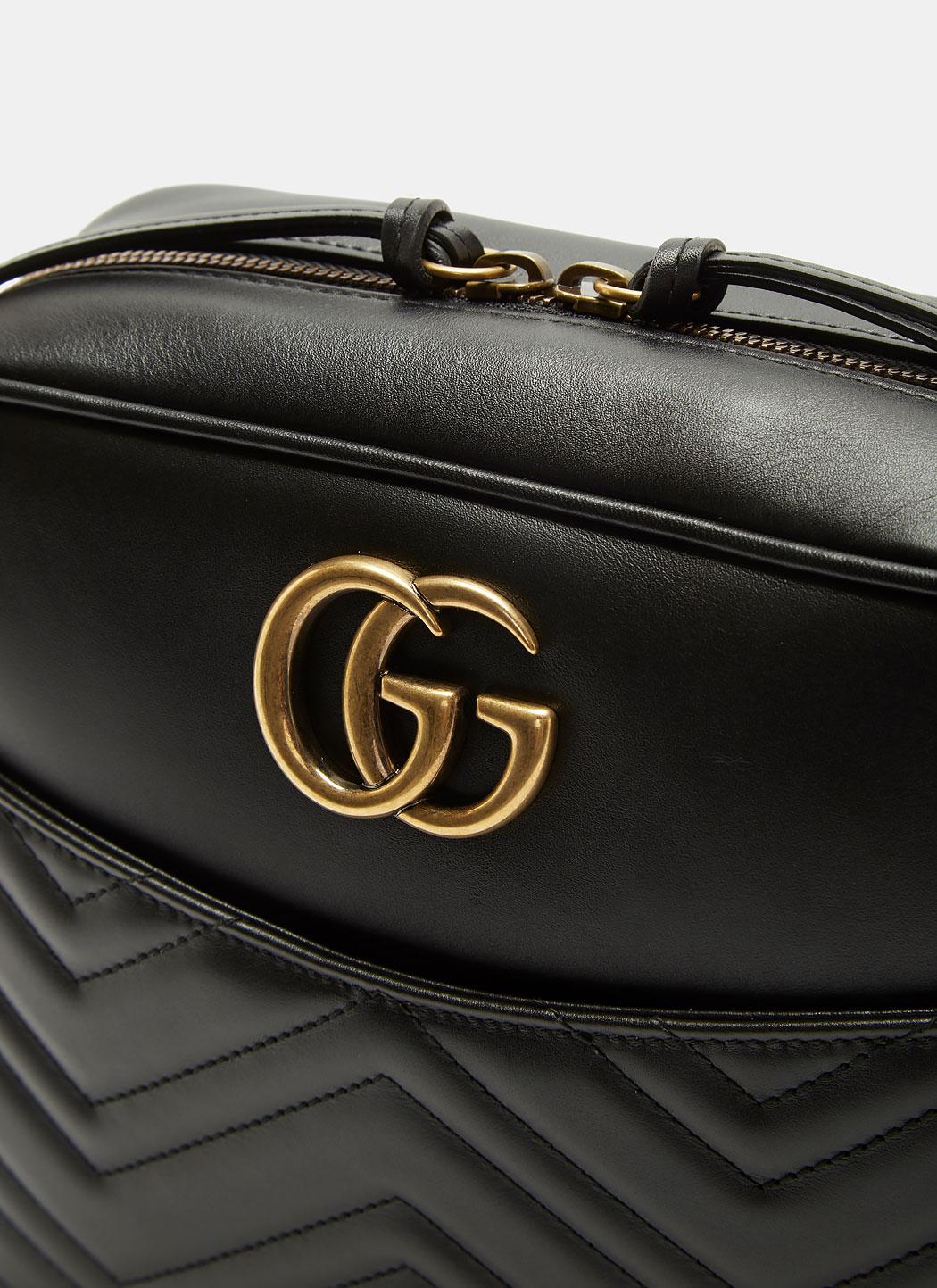 Gucci Leather Gg Marmont Matelassé Small Shoulder Bag In Black - Lyst