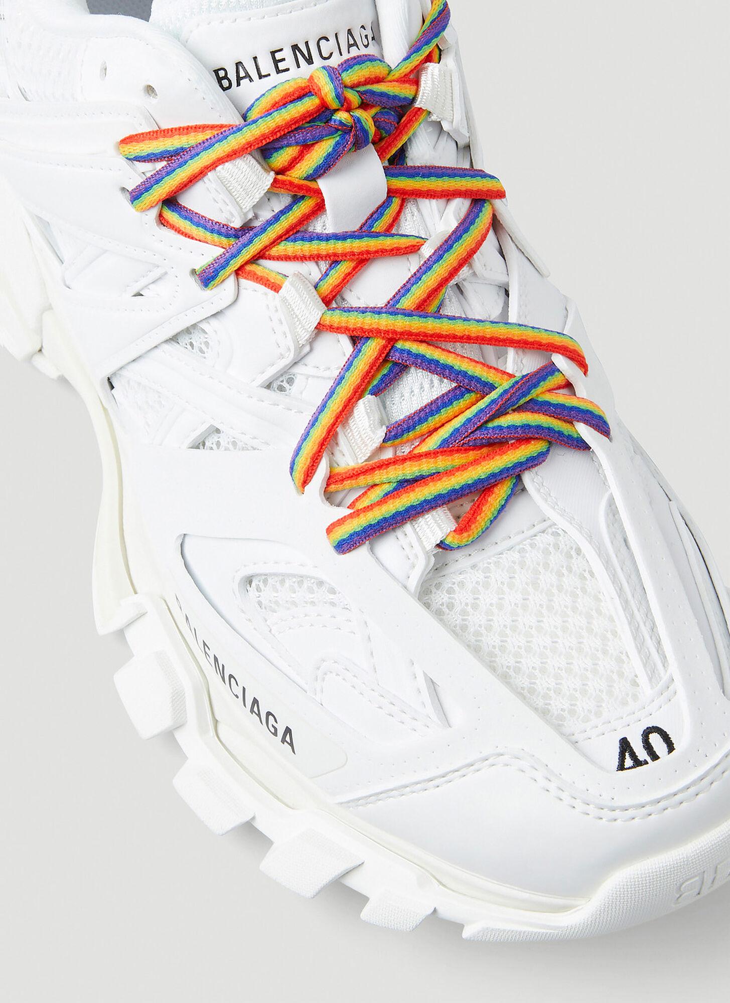 Balenciaga Rainbow Lace Track Sneakers in White | Lyst