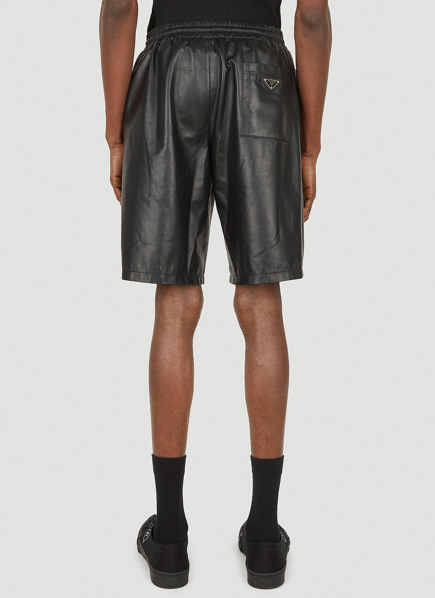 Prada Leather Bermuda Shorts in Black for Men | Lyst