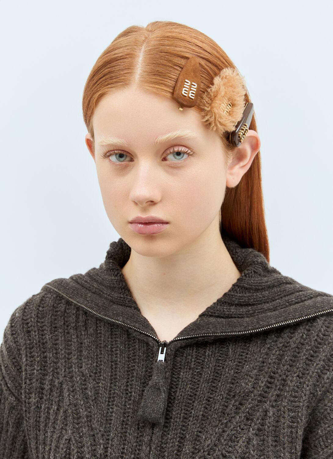 Miu Miu Set Of Three Logo Hair Pins in Black | Lyst