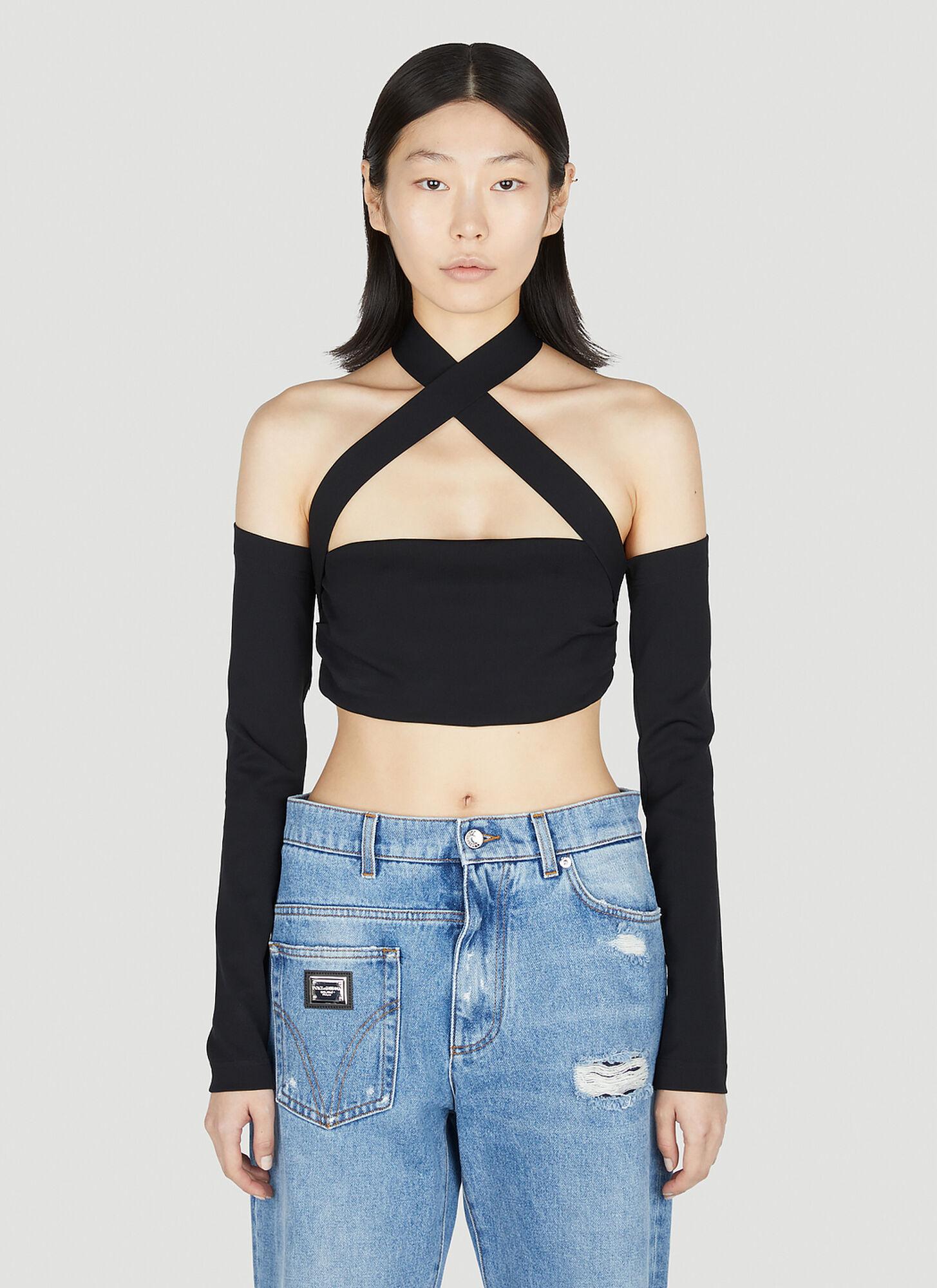 Dolce & Gabbana Wrap Halter Top in Blue Lyst