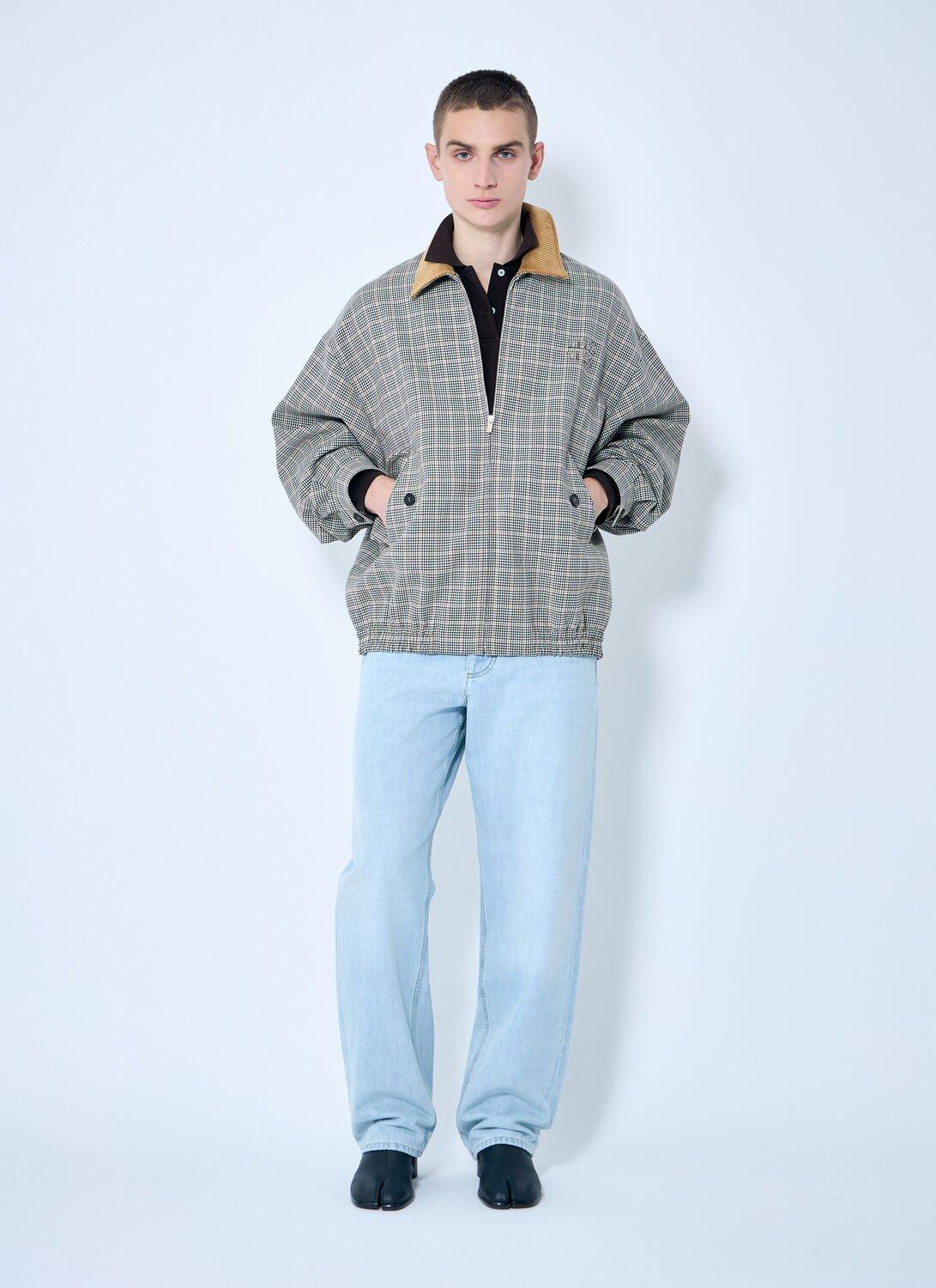 関税込 MiuMiu Checked double weave blouson jacket Miu Miu Checked Double-Weave Blouson Jacket in Gray | Lyst