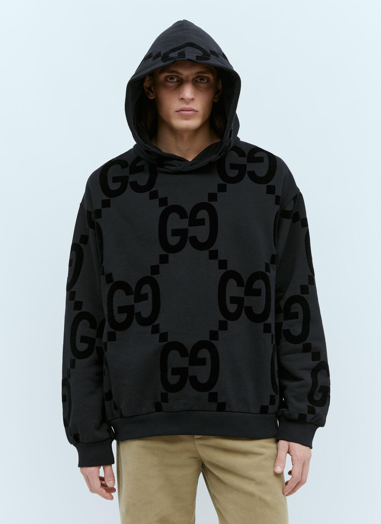 Gucci Gg Flocked Print Hooded Sweatshirt in Black for Men Lyst