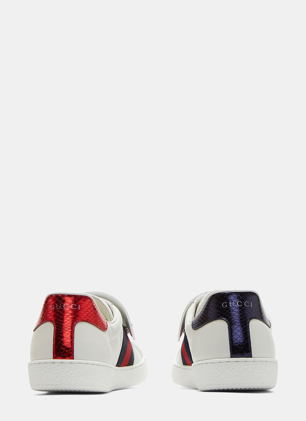 Gucci Ace Removable Embroidered Tiger Patch Sneakers In