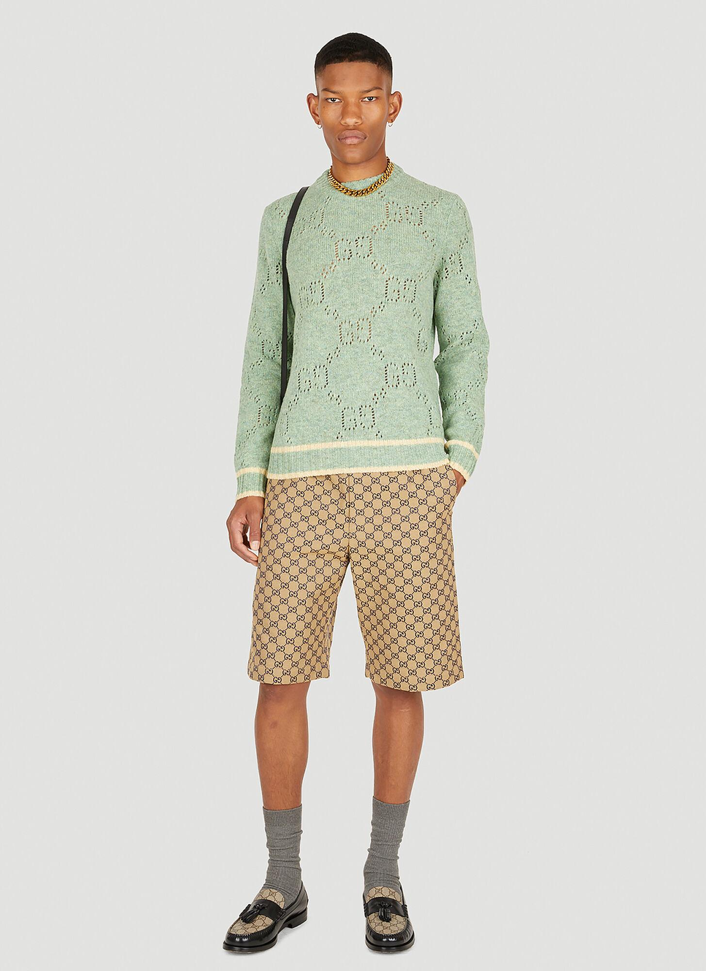 Gucci Wool GG Jacquard Sweater in Green for Men