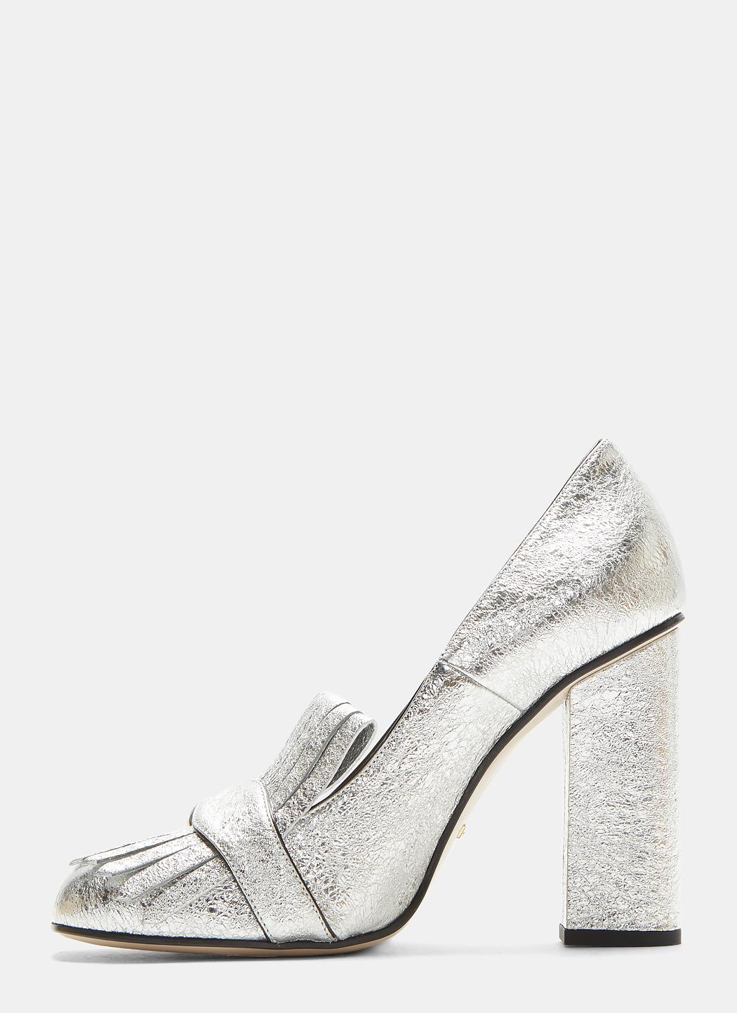 gucci silver pumps