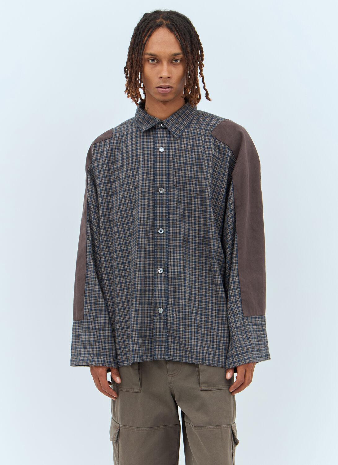 Acne Studios Check Button-Up Shirt in Gray for Men | Lyst
