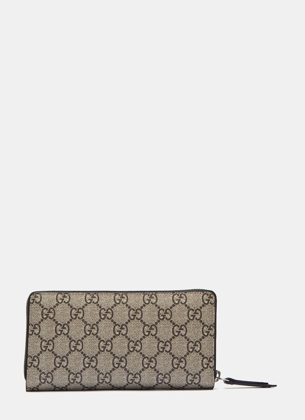 Gucci Snake Print GG Supreme Zip Around Wallet for Men | Lyst