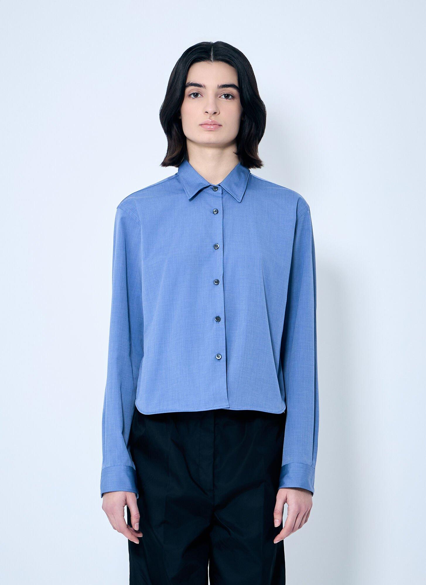 Prada Button-Down Shirt With Wire Hem in Blue | Lyst Australia