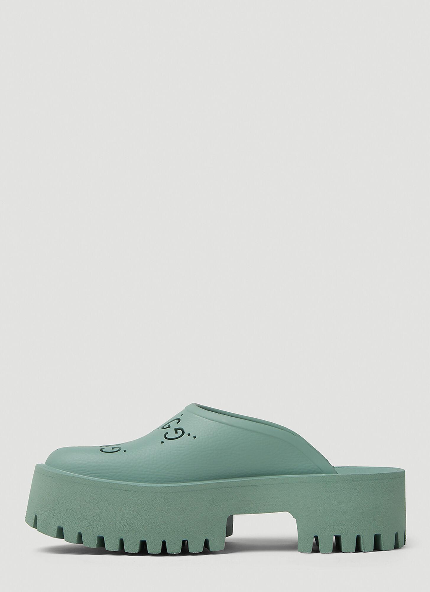 Gucci Perforated G Clogs in Green | Lyst