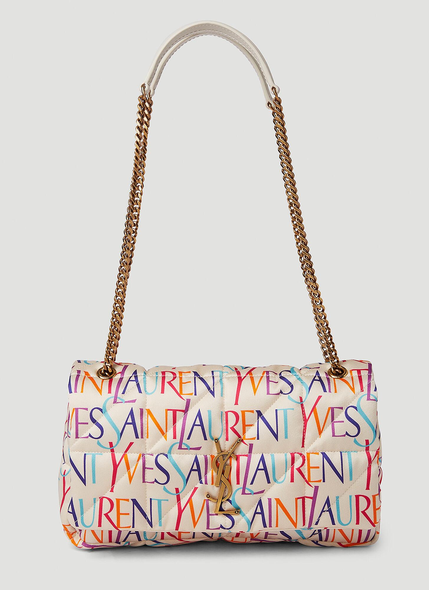 Saint Laurent Jamie Logo Print Medium Shoulder Bag in White | Lyst