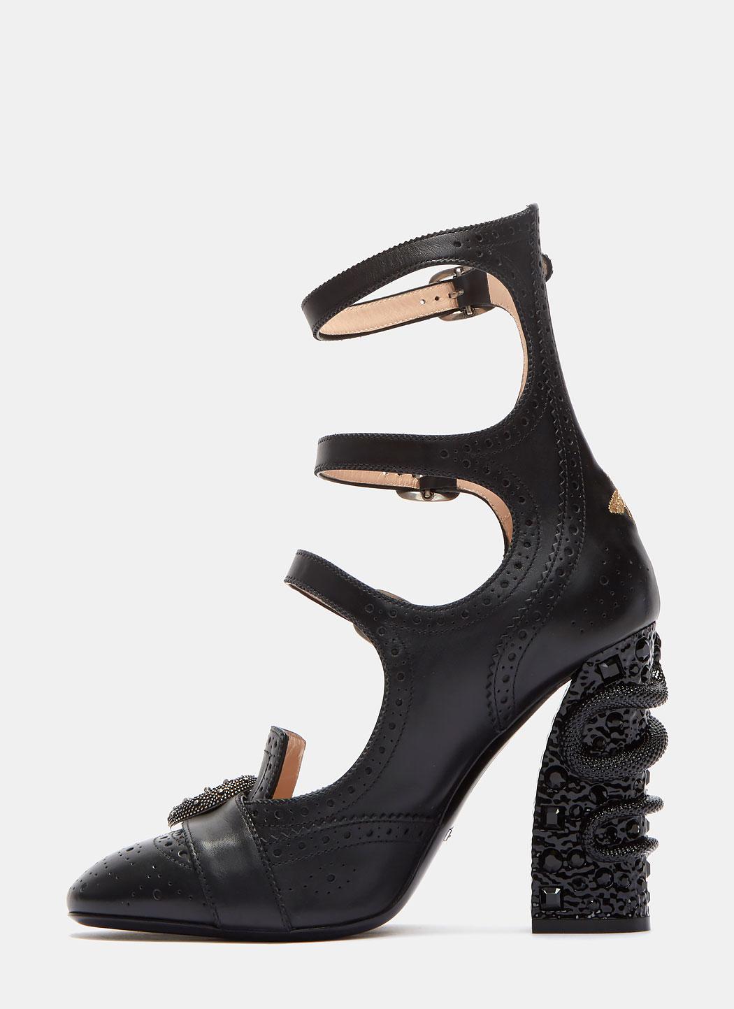 Gucci Leather Queercore Brogue Pumps 110 in Black (Blue) Lyst