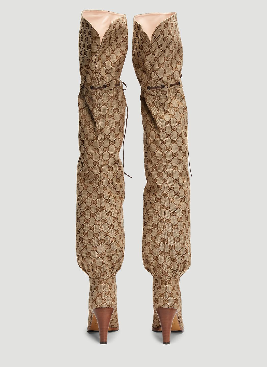 Gucci Original GG Canvas Over-the-knee Boot in Natural | Lyst