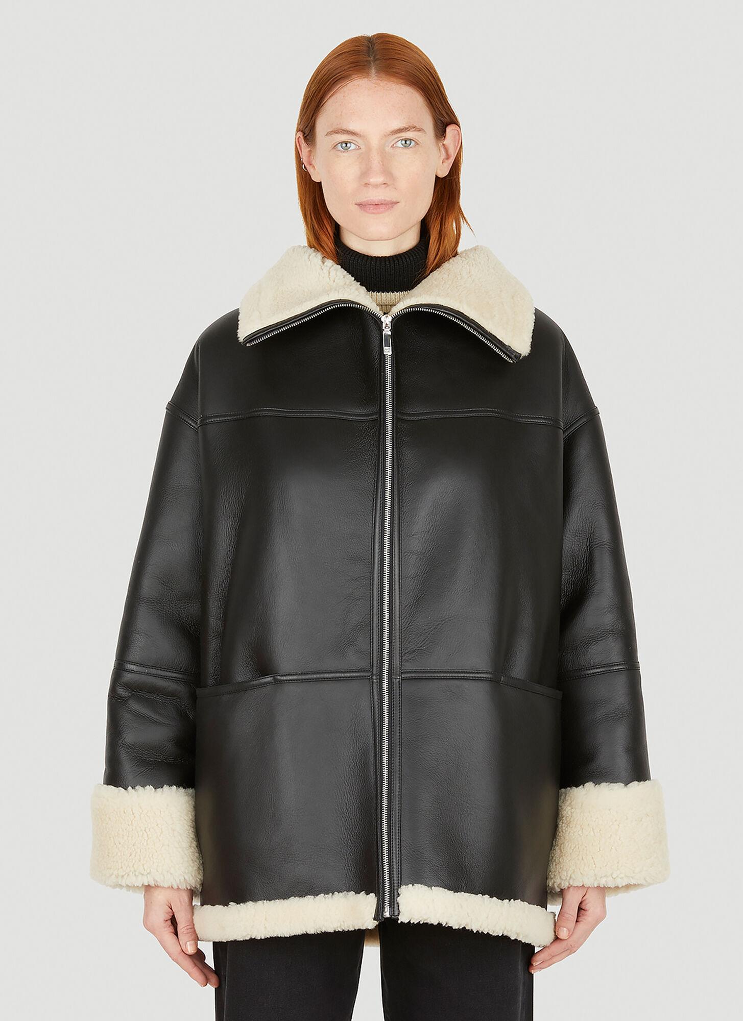 Totême Signature Shearling Jacket in Gray | Lyst