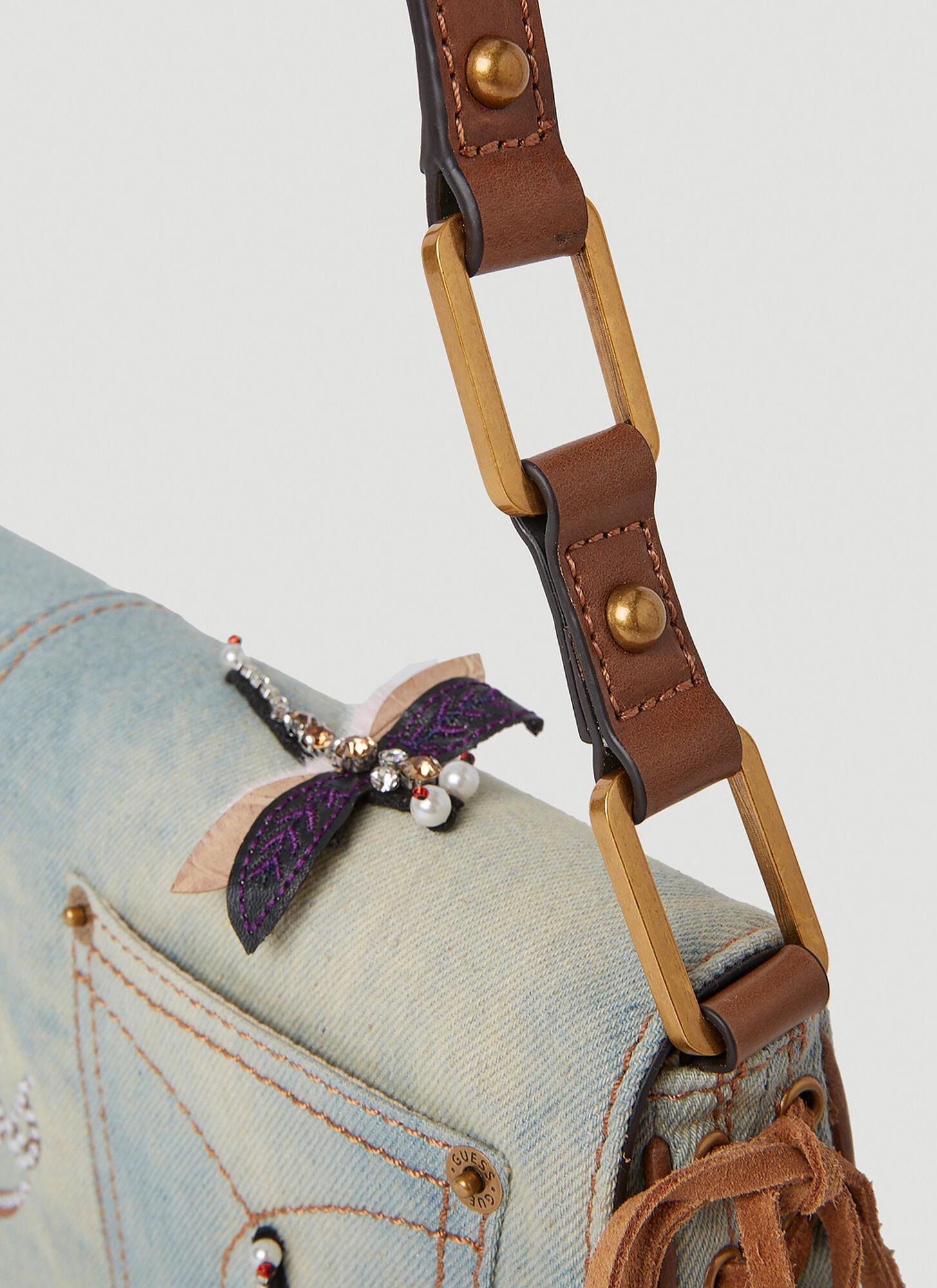 Guess USA Dragonfly Denim Shoulder Bag in Blue | Lyst
