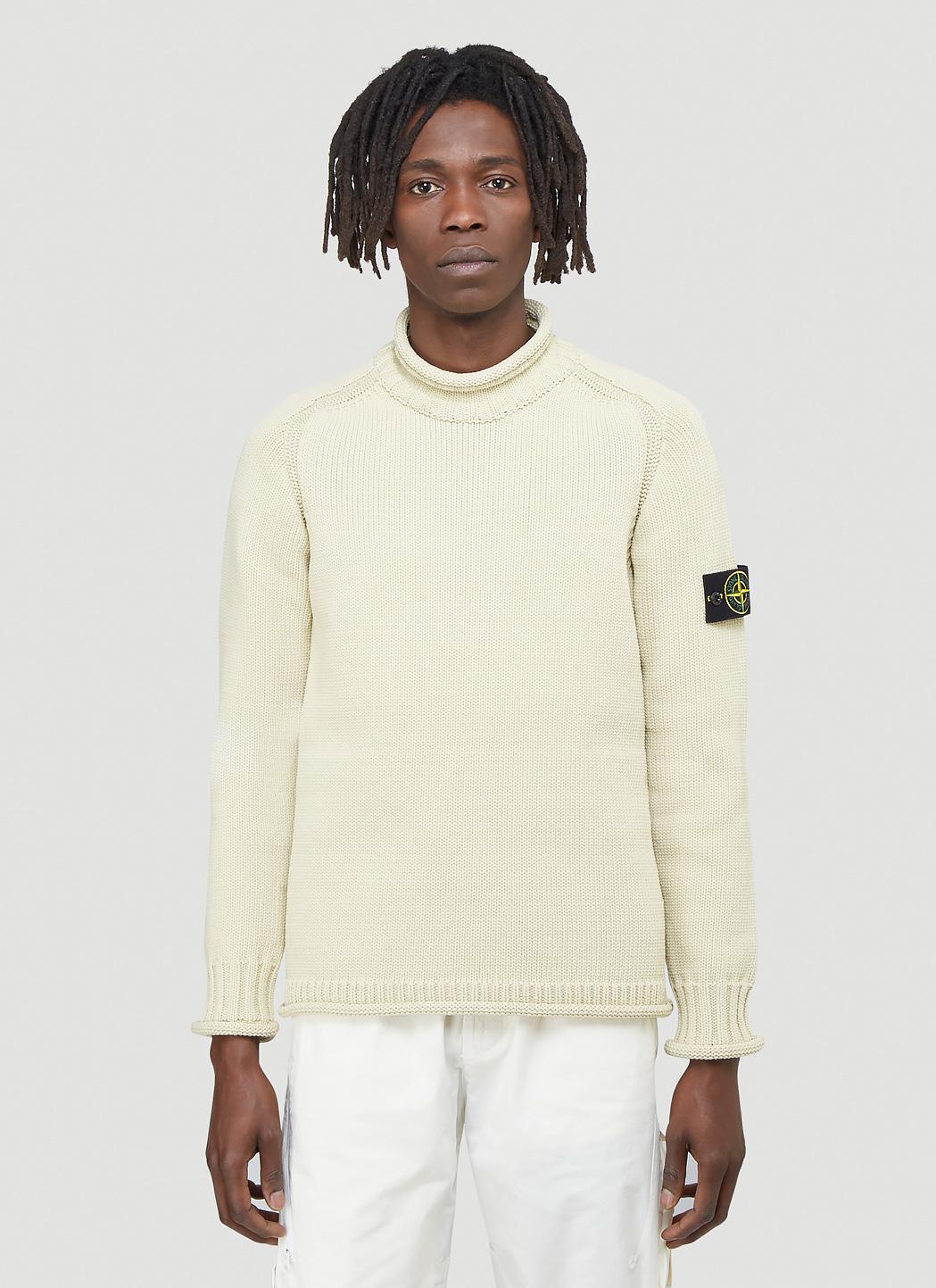 beige stone island jumper