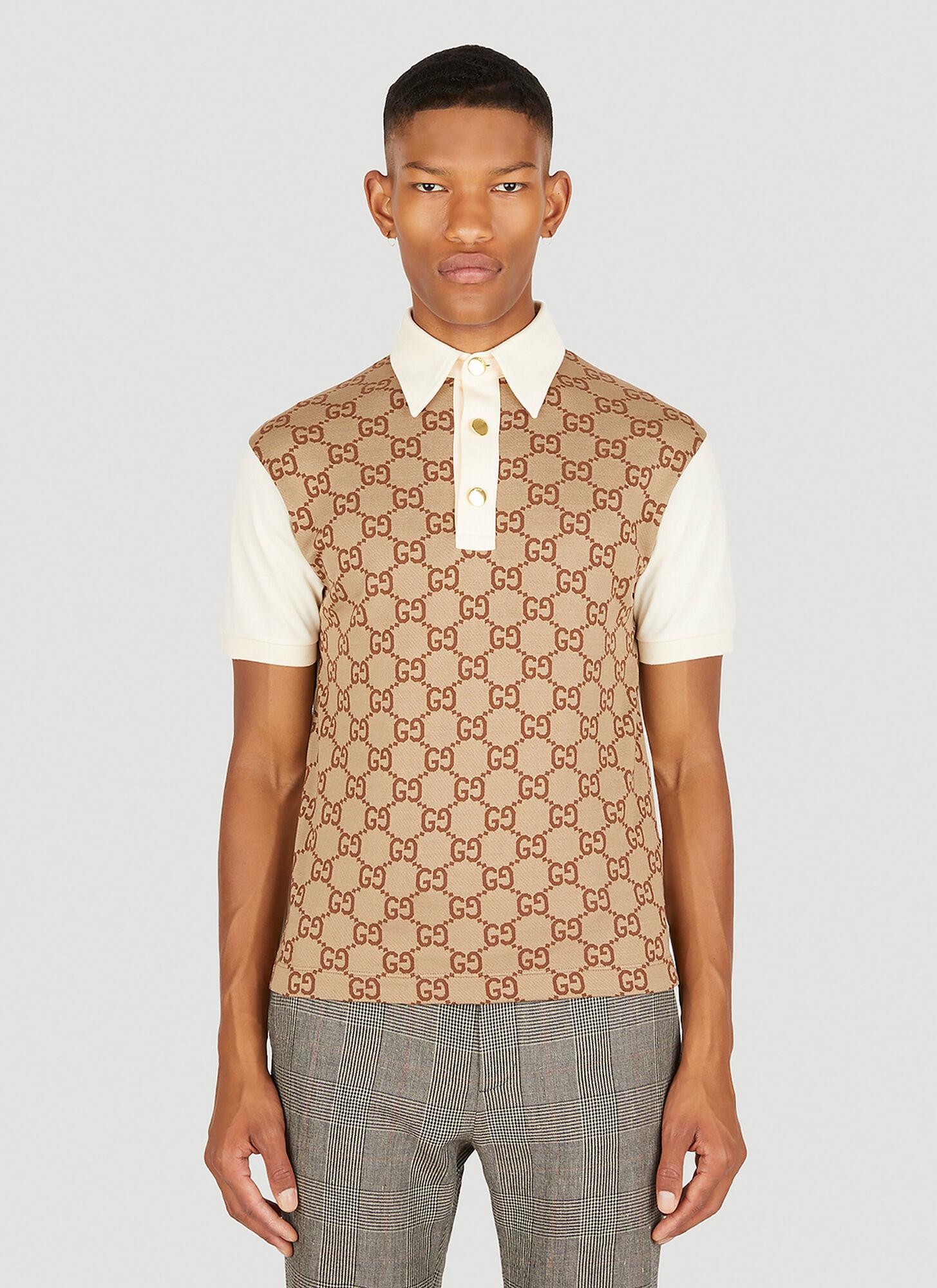 Gucci Jumbo GG Jacquard Polo Shirt in Natural for Men | Lyst