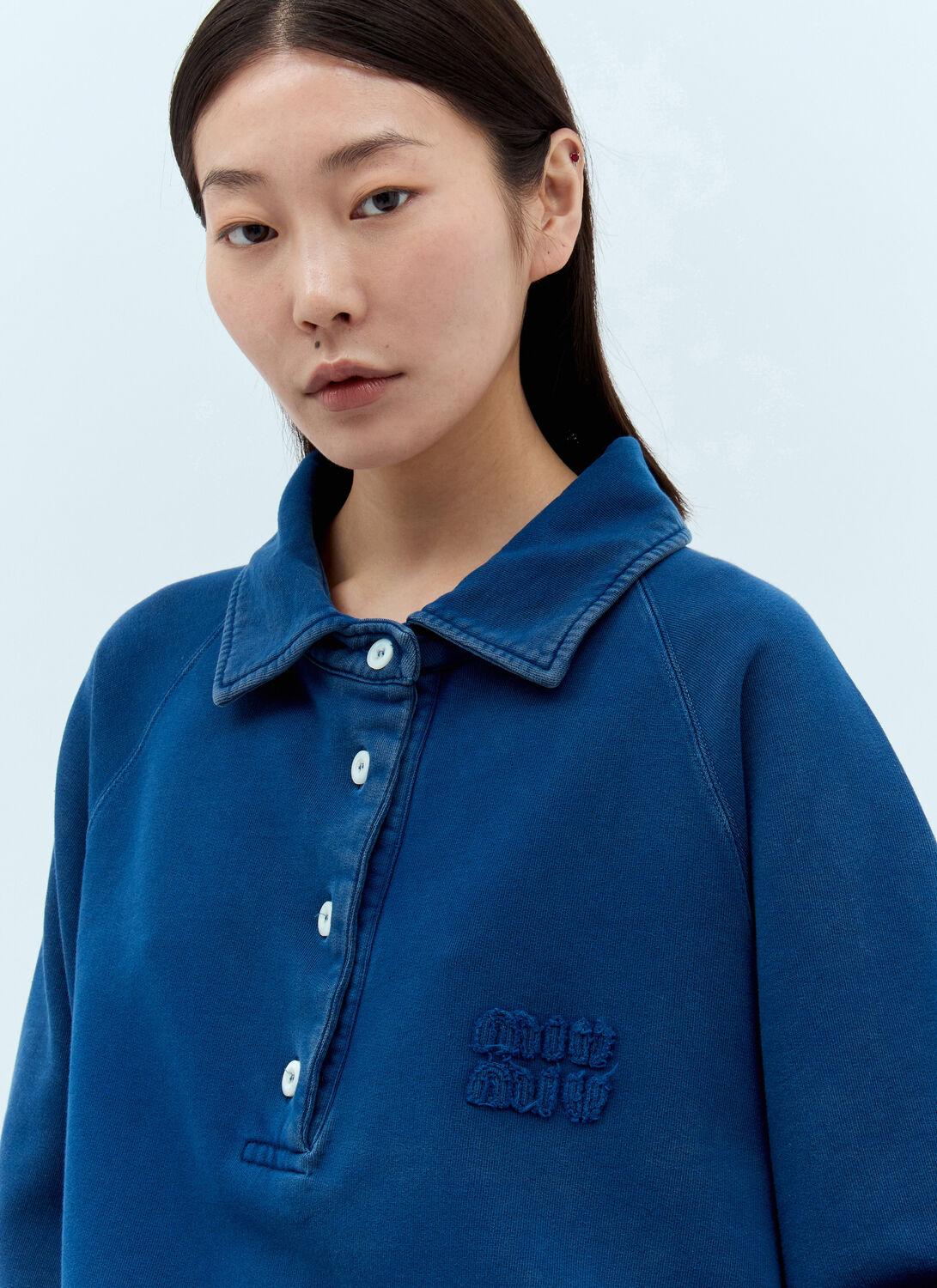 Miu Miu Logo Patch Polo Sweatshirt in Blue | Lyst