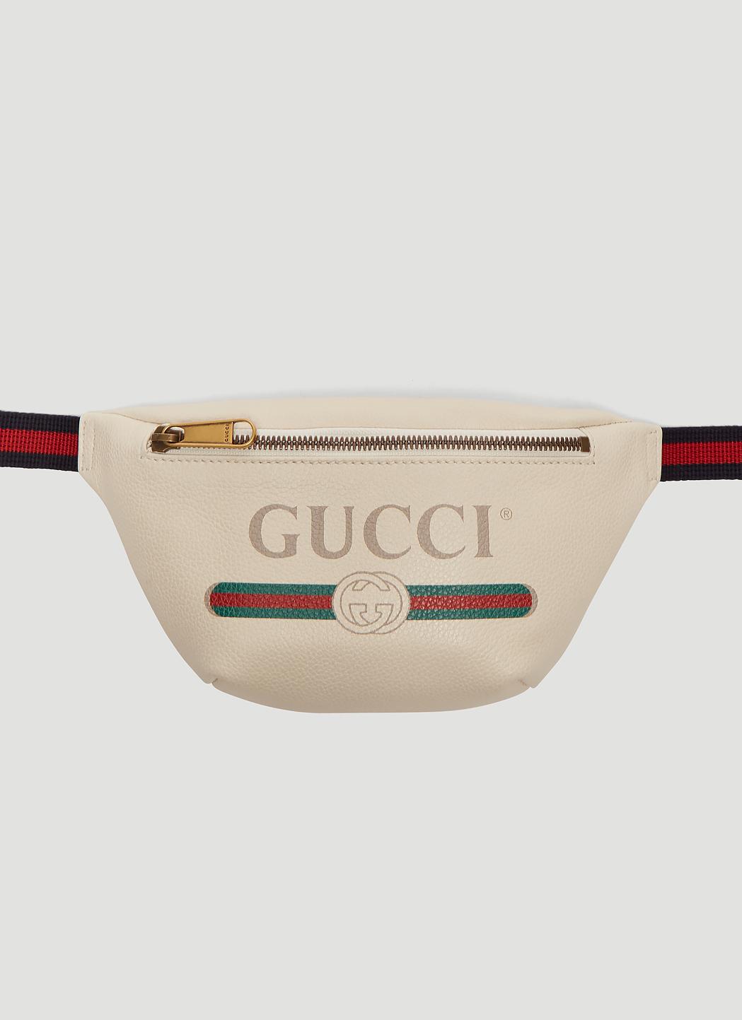 Gucci Leather Logo Belt Bag In White in White for Men - Lyst