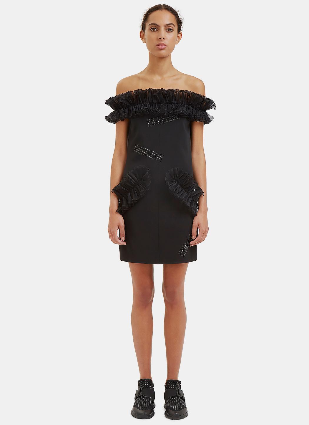Christopher Kane Synthetic Off-the-shoulder Ruffled Mini Dress in Black ...