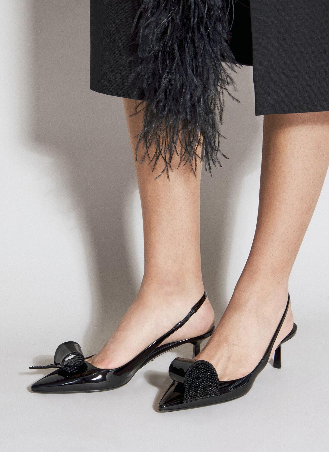 Prada Patent Leather Slingback Kitten Heels in Black | Lyst