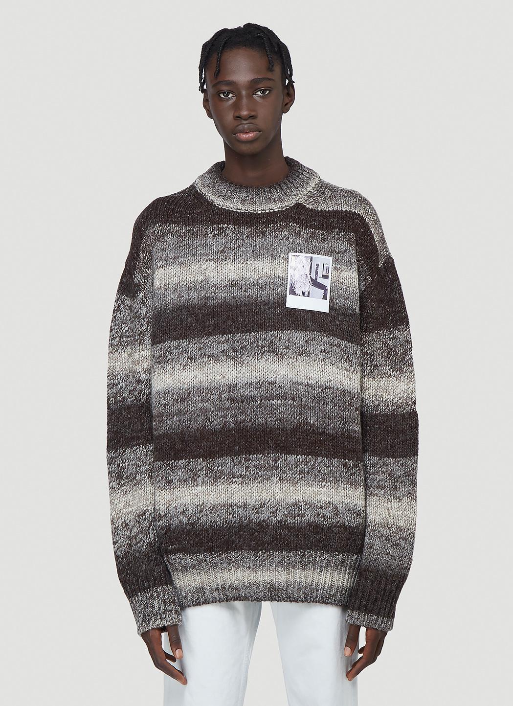 Raf Simons Oversized Striped-knit Sweater in Brown for Men - Lyst