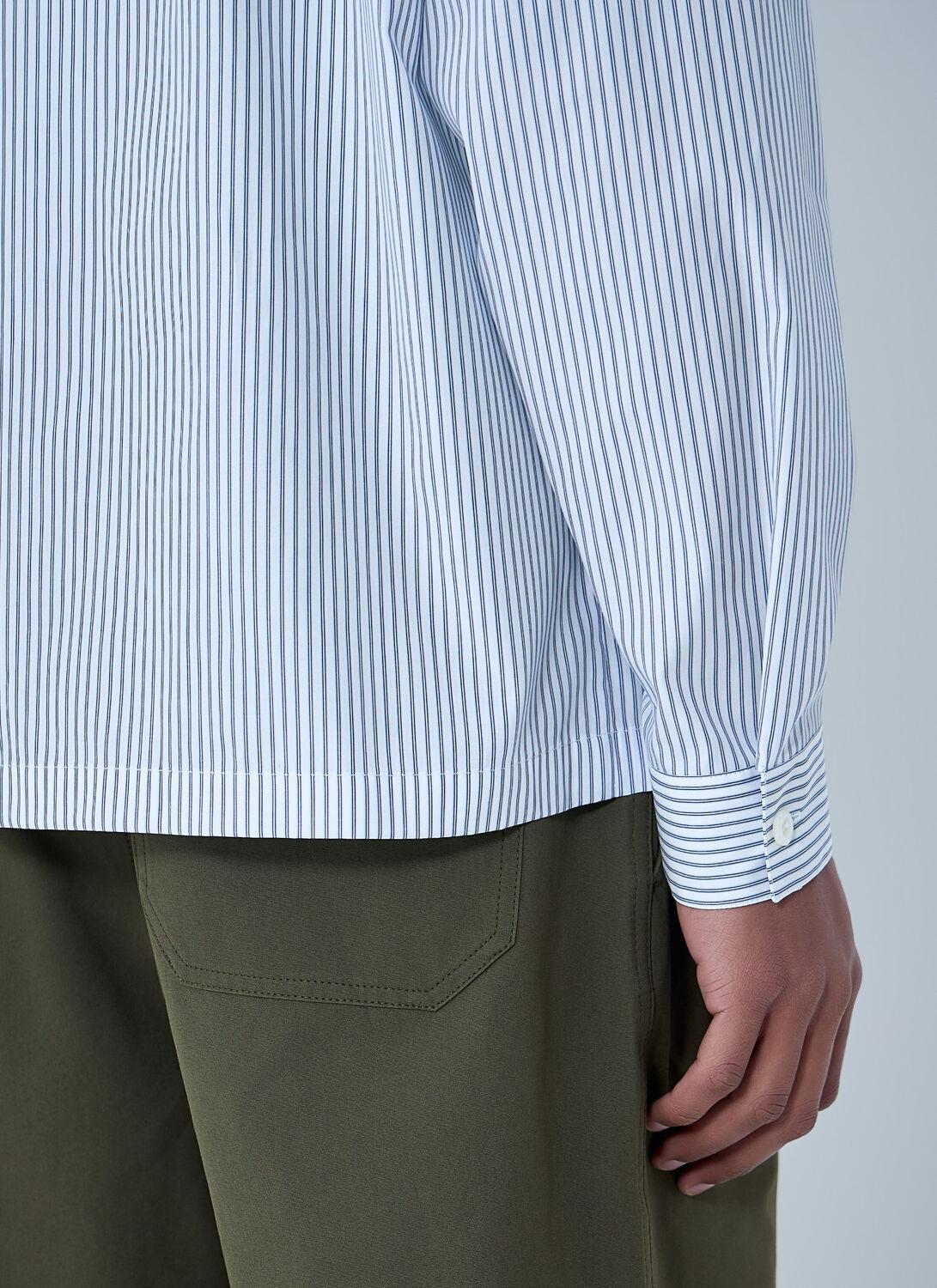 Prada Zip-Front Stripe Shirt in Blue for Men | Lyst