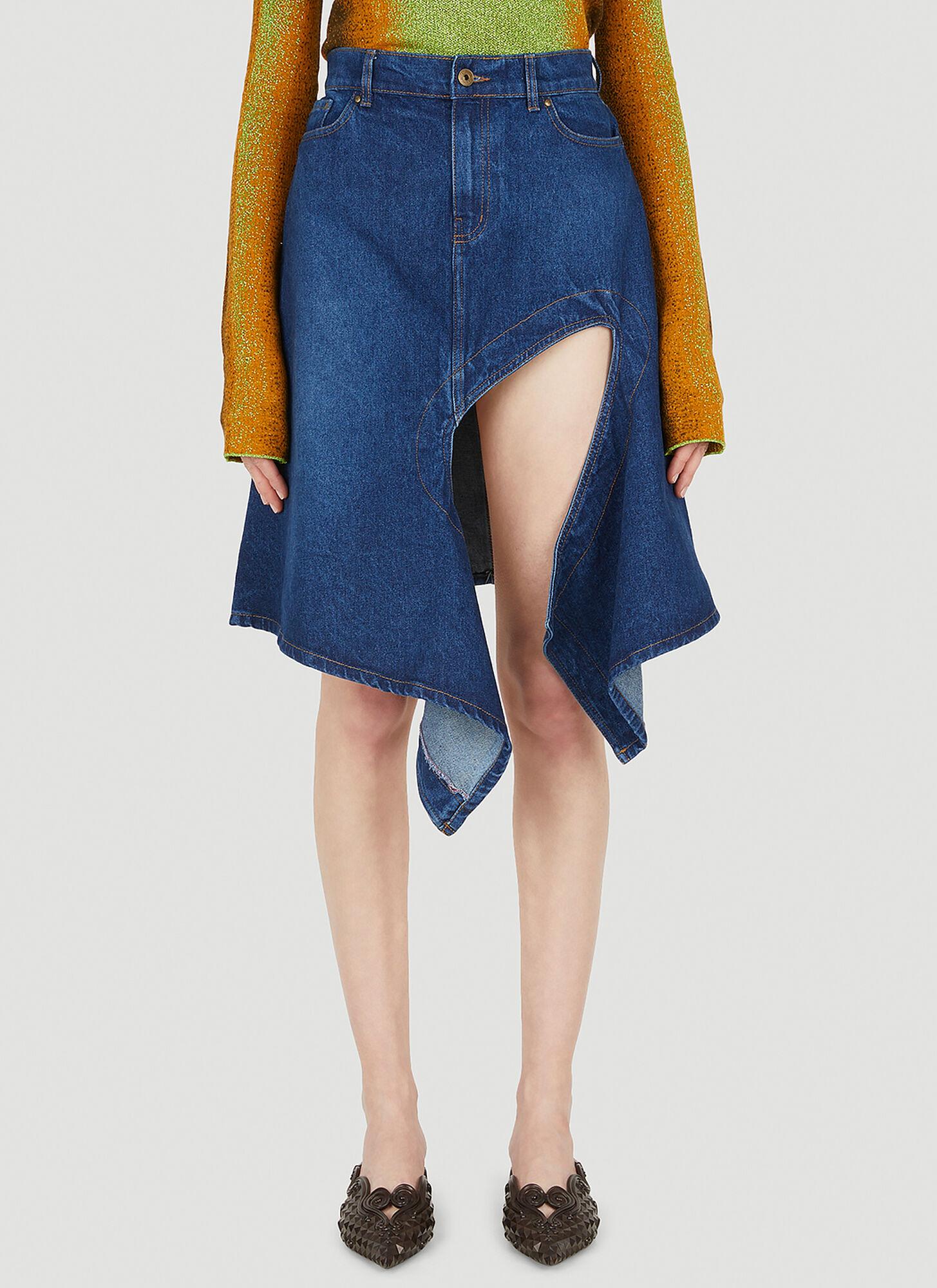 スカート Y/Project Blue Cutout Midi Skirt Blue Cut Out Denim Midi Skirt by Y/Project on Sale