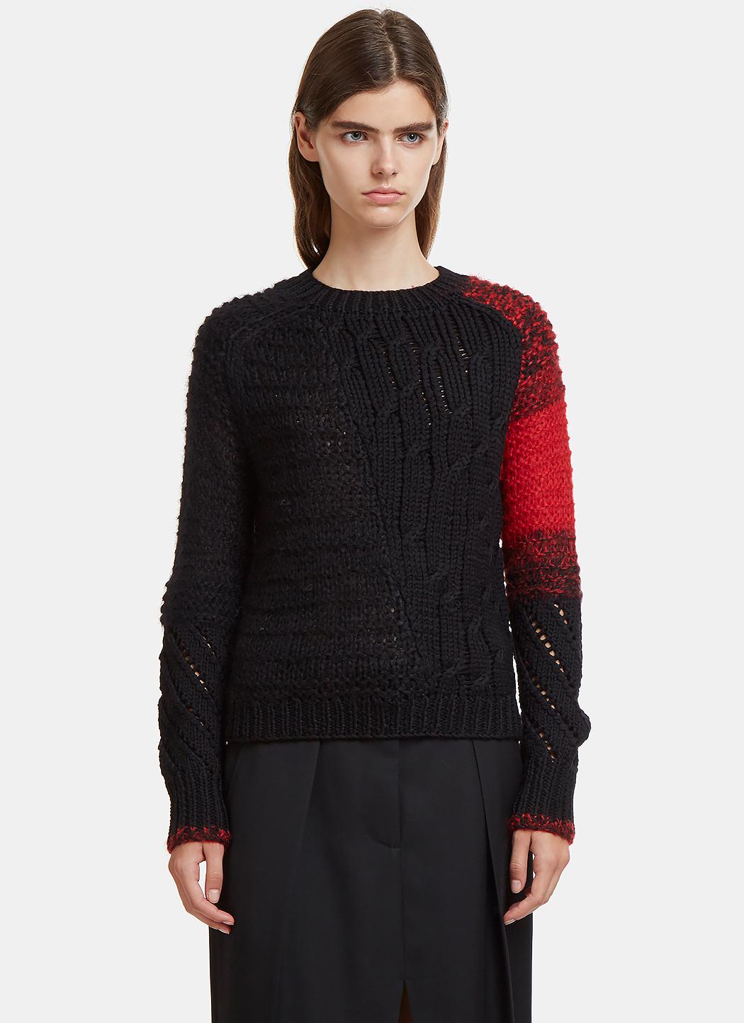 Lyst - Helmut Lang Patchwork Knit Sweater In Red And Black in Red