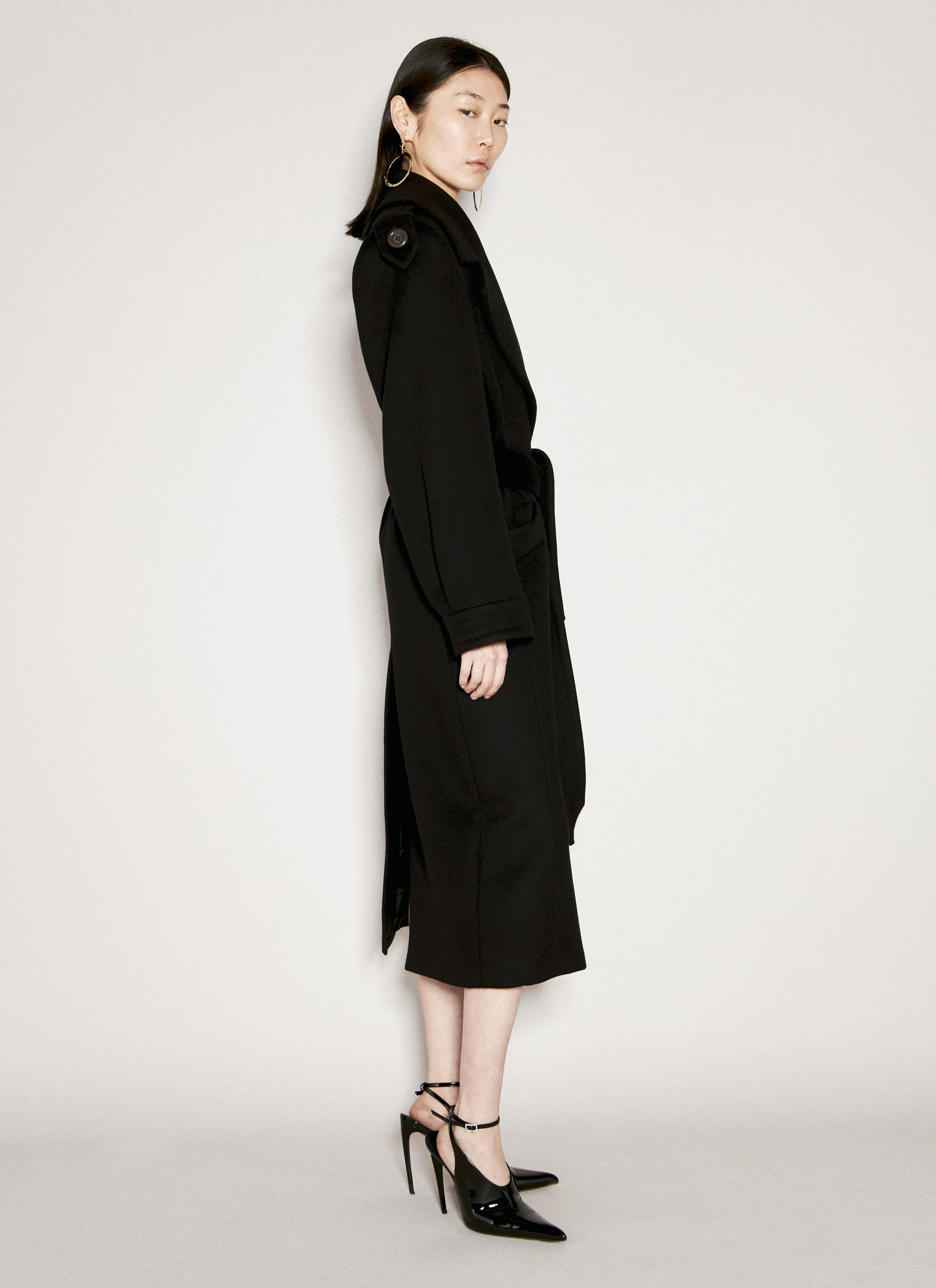 コート SAINT LAURENT Cashmere And Wool Belted Coat Saint Laurent Cashmere And Wool Belted Coat in Black | Lyst