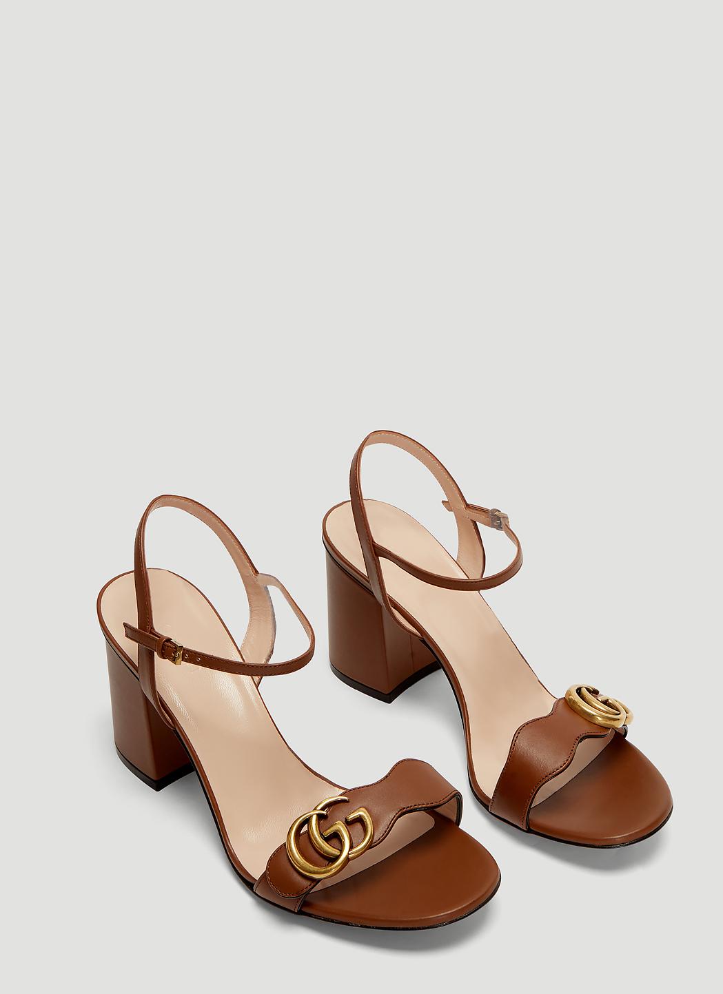 Gucci Leather GG 75 Marmont Sandals In Brown - Lyst