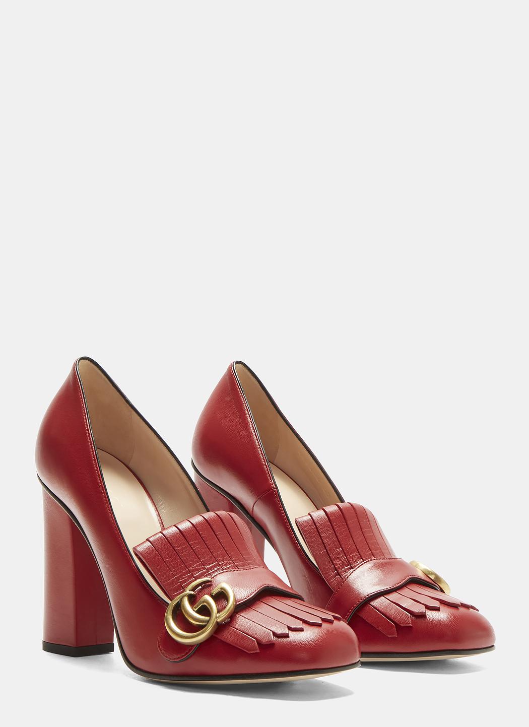 Gucci Leather GG High-heel Fringed 