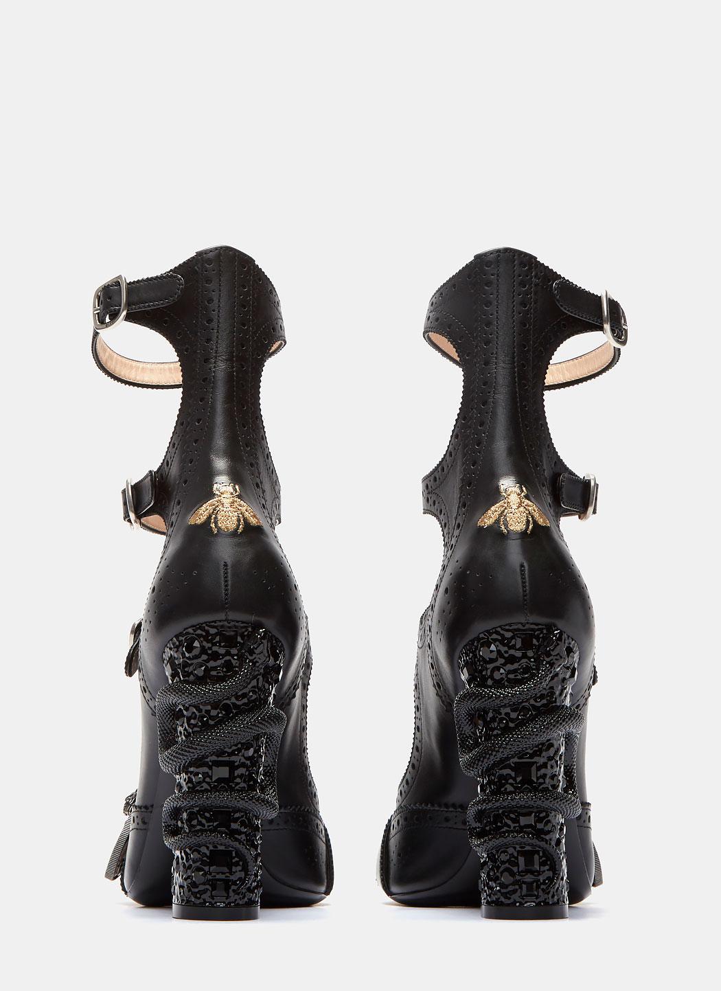 Gucci Leather Queercore Brogue Pumps 110 in Black (Blue) Lyst