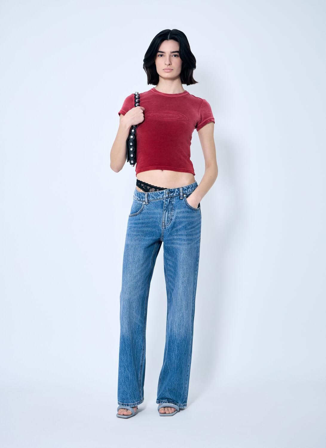 Alexander Wang Dip-Side Jeans With Exposed Lace Underwear in