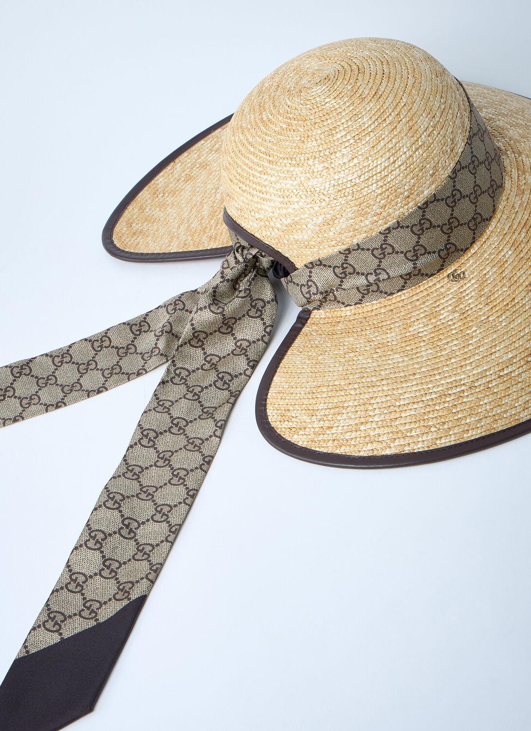 Gucci Straw Wide Brim Hat With Gg Bow in White | Lyst display picture 1