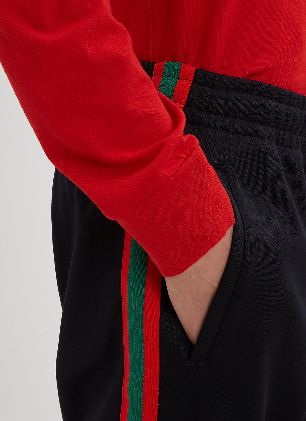 Gucci Technical Jersey Stripe Web Track Pants In Navy in Blue for Men - Lyst