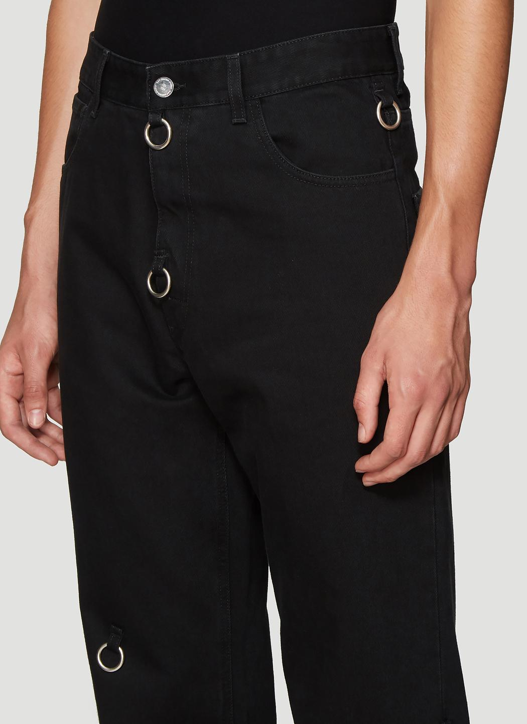 Raf Simons Denim Relaxed Fit Jeans With Rings In Black for Men - Lyst