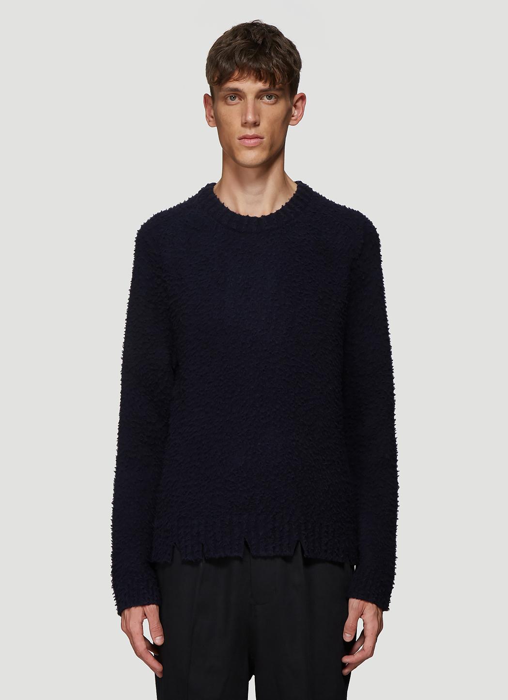 Maison Margiela Wool Textured Knit Classic Sweater In Navy in Blue for ...