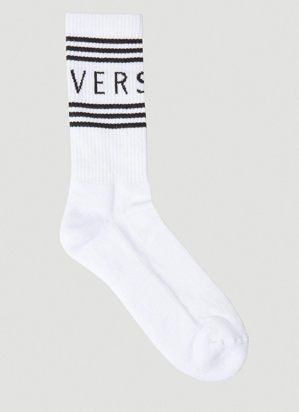 Versace Cotton 90s Vintage Logo Sports Socks in White | Lyst Canada