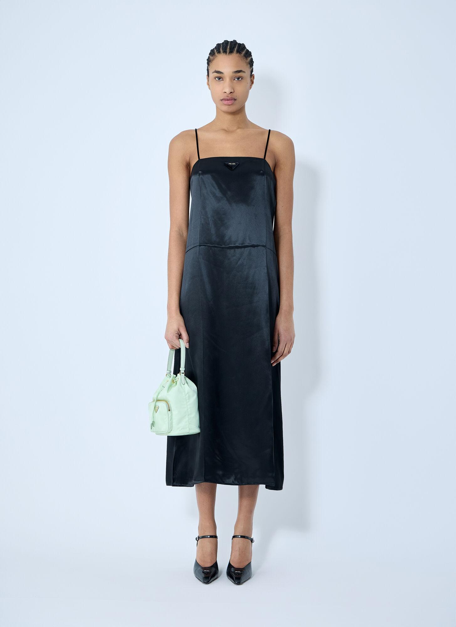 プラダ Prada Acetate Midi Dress Prada // Black Pleated Midi Dress – VSP Consignment